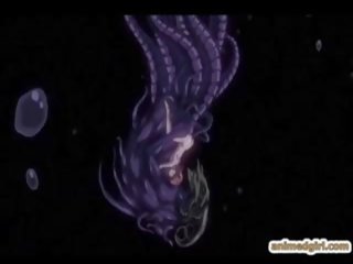 रमणीय अनिमे coeds कॉट और ड्रिल्ड द्वारा tentacles मॉन्स्टर