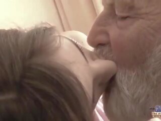 Old Young - Big penis Grandpa Fucked by Teen she licks thick old man manhood