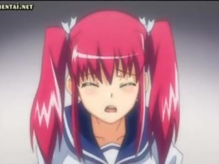 Anime Redhead Gets Anal Dildo