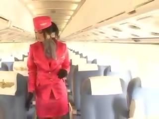 Attractive air hostess gets fresh sperm aboard