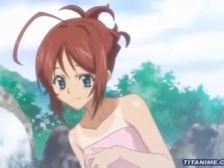 Redhead hentai girl gets fondled on her sensational bath