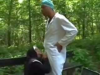 Sexually aroused blonde nun getting fucked doggy style